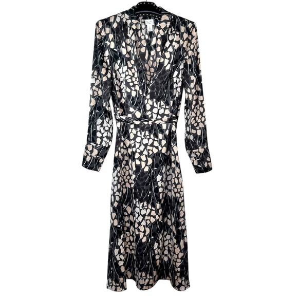 Richard Allen x H&M Women’s Abstract Long Sleeve Silky Belted Midi Dress Size 6 - Picture 11 of 12